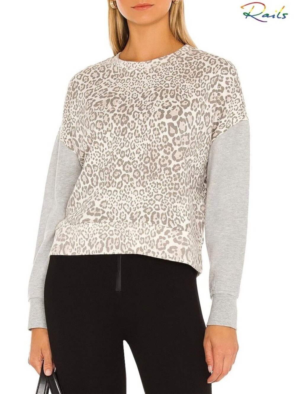 RAILS NWT ALICE COTTON BLEND MIXED GREY CHEETAH SWEATSHIRT. SIZE M